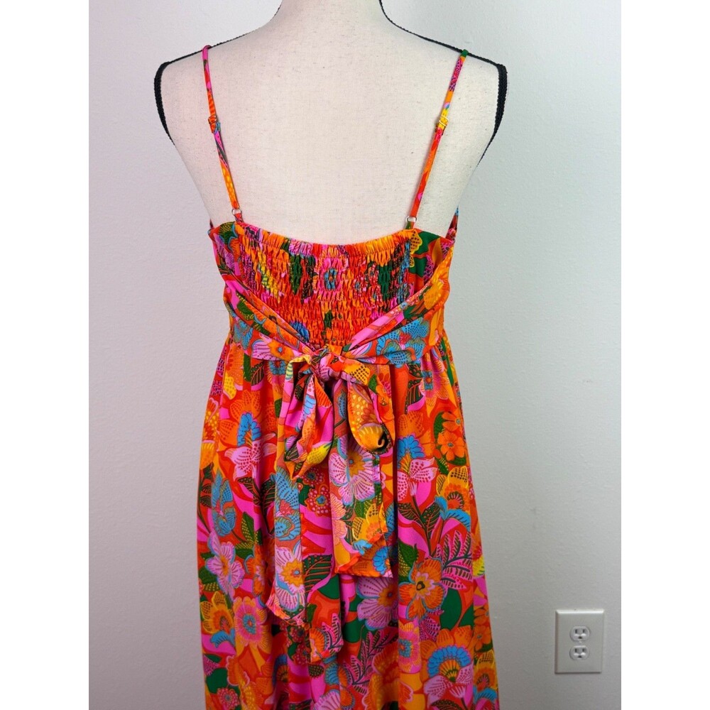Sugarlips Idalia Tie Back Floral Maxi Dress Large Bright Tropical Boho Sundress - Picture 6 of 10